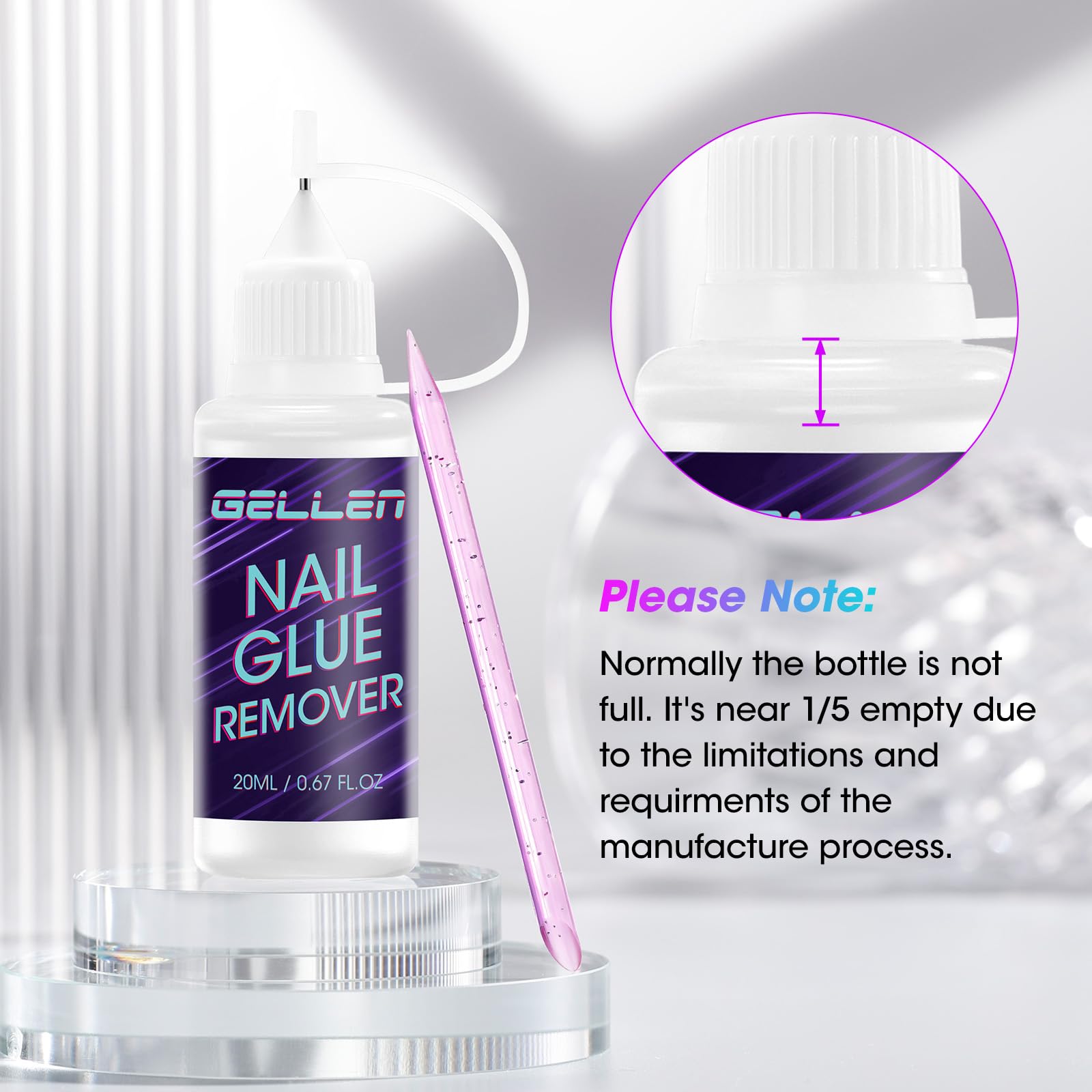 GELLEN, no apto para esmalte de gel, útil para remover pegamento.