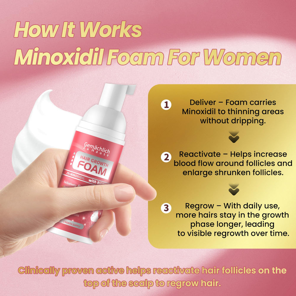 Minoxidil Foam de Gemächlich Zu Hause: rutina diaria rápida y cómoda