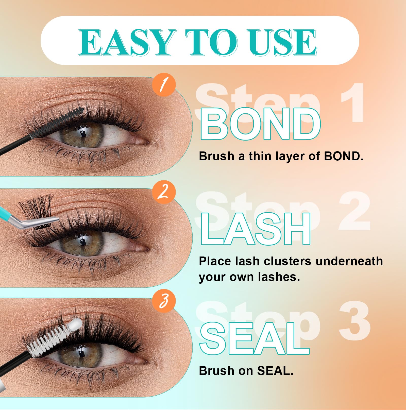 GEMERRY 72-96h hold supports long-lasting lash clusters