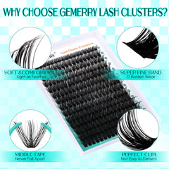 GEMERRY banda amplia de pestanas cluster, menos clusters para un look completo.