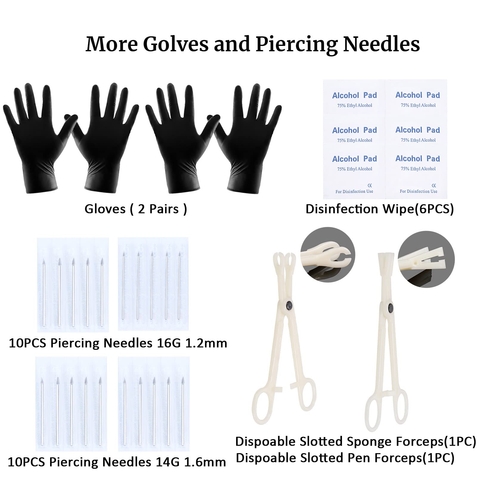 Generic agujas piercing 14g-16g para perforaciones precisas y seguras.