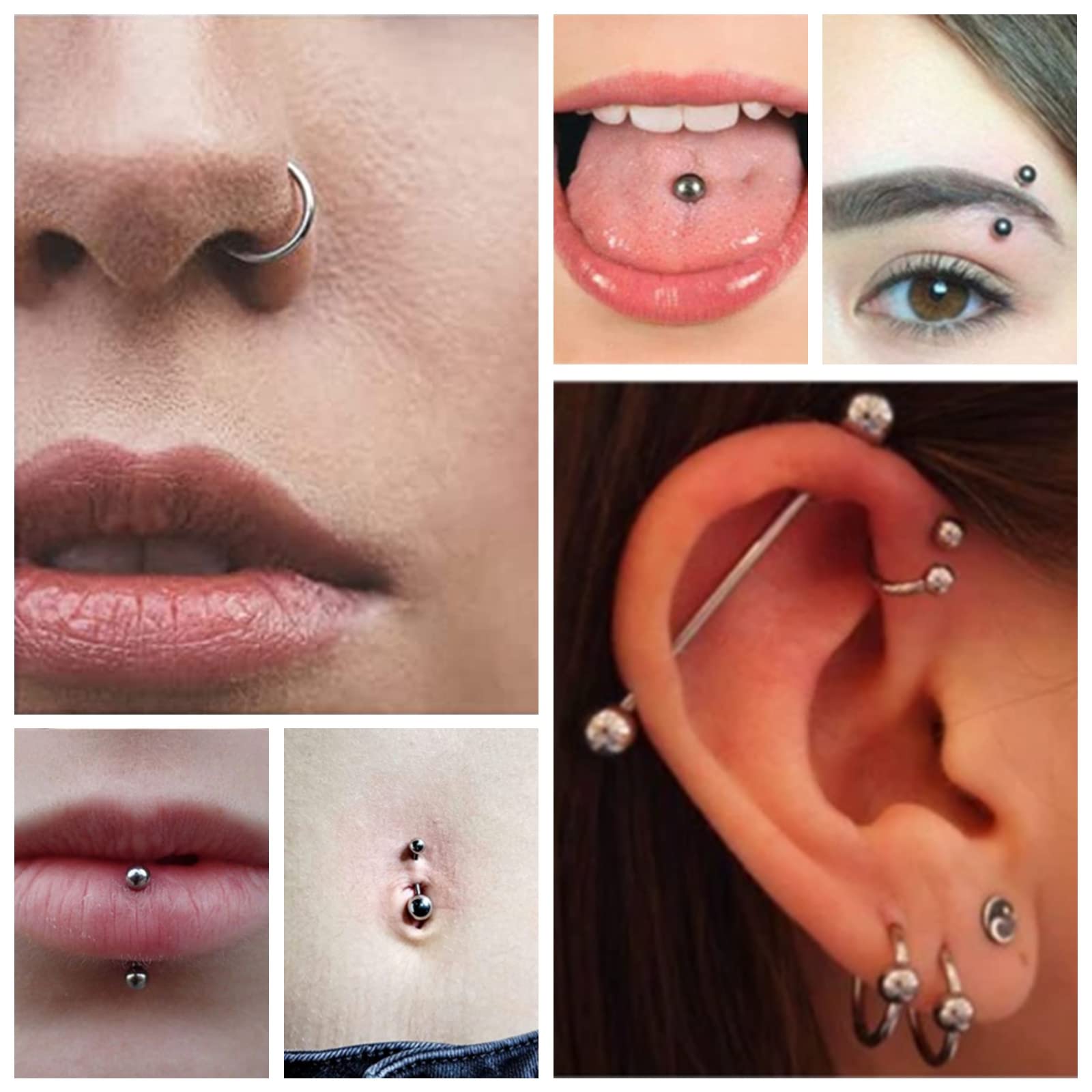Joyas mixtas de piercing de Generic, 14G-16G, uso diverso para nariz, ceja y ombligo.