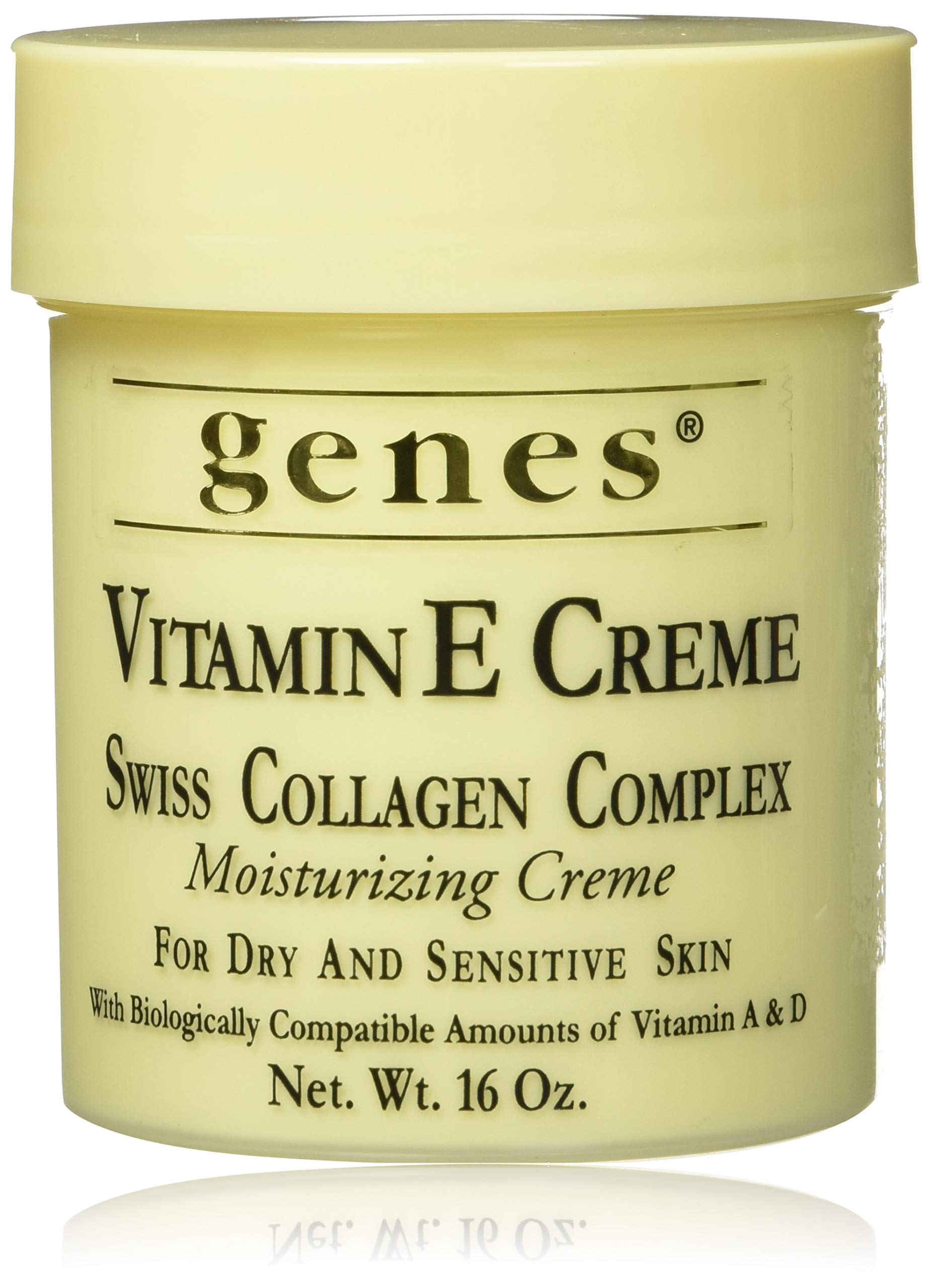 Genes Vitamina E Crema Suizo, envase práctico para hidratación diaria.