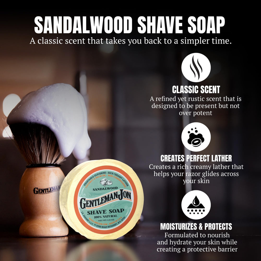 Jabón de afeitar de sándalo Gentleman Jon para crema densa y protección