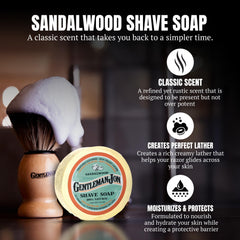 Jabón de afeitar de sándalo Gentleman Jon para crema densa y protección