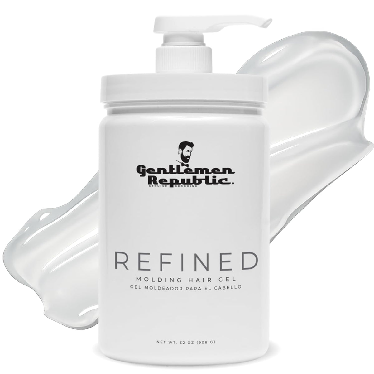 Gel Gentlemen Republic 32oz con bomba para fijación duradera.