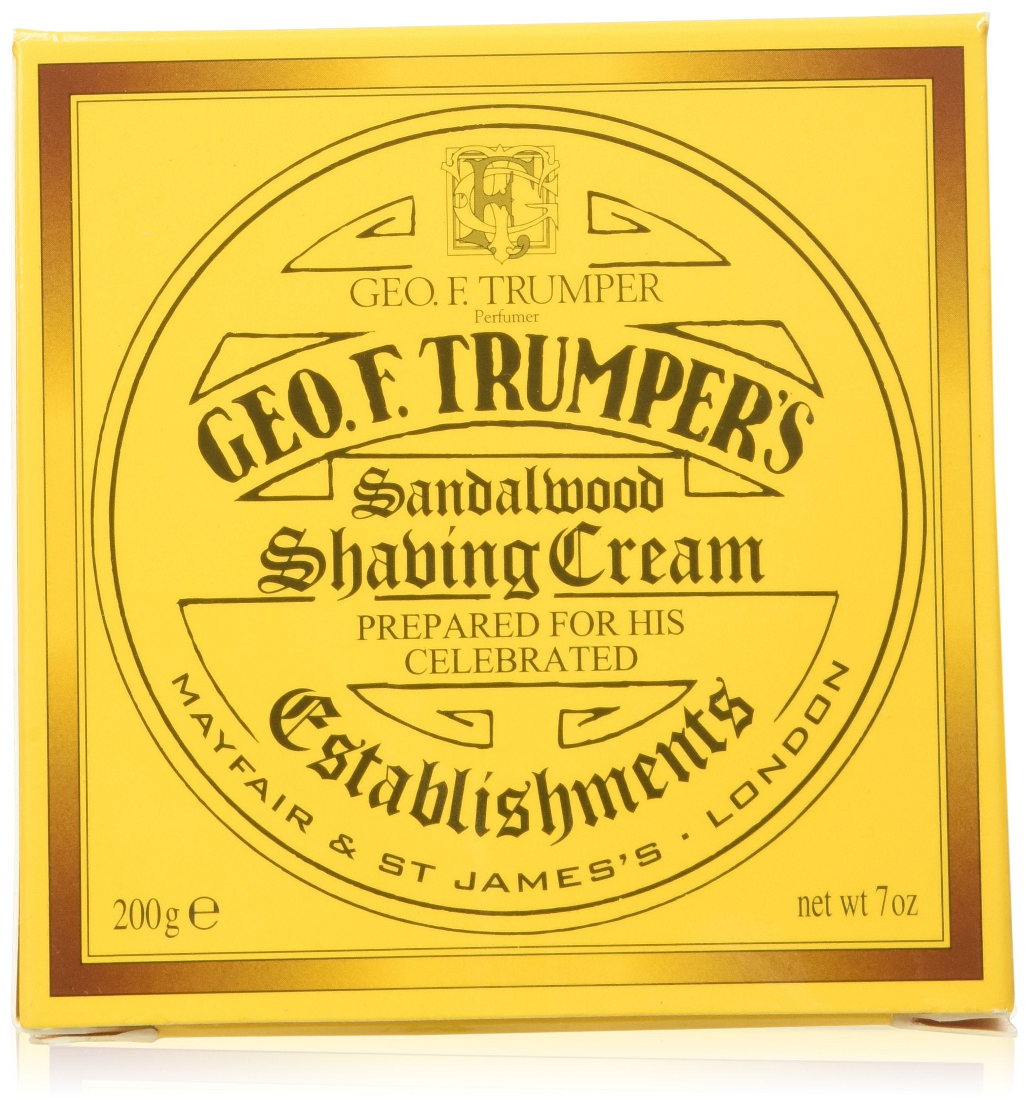 Geo F. Trumper crema de afeitar sándalo, tarro de 200 g para afeitado diario.