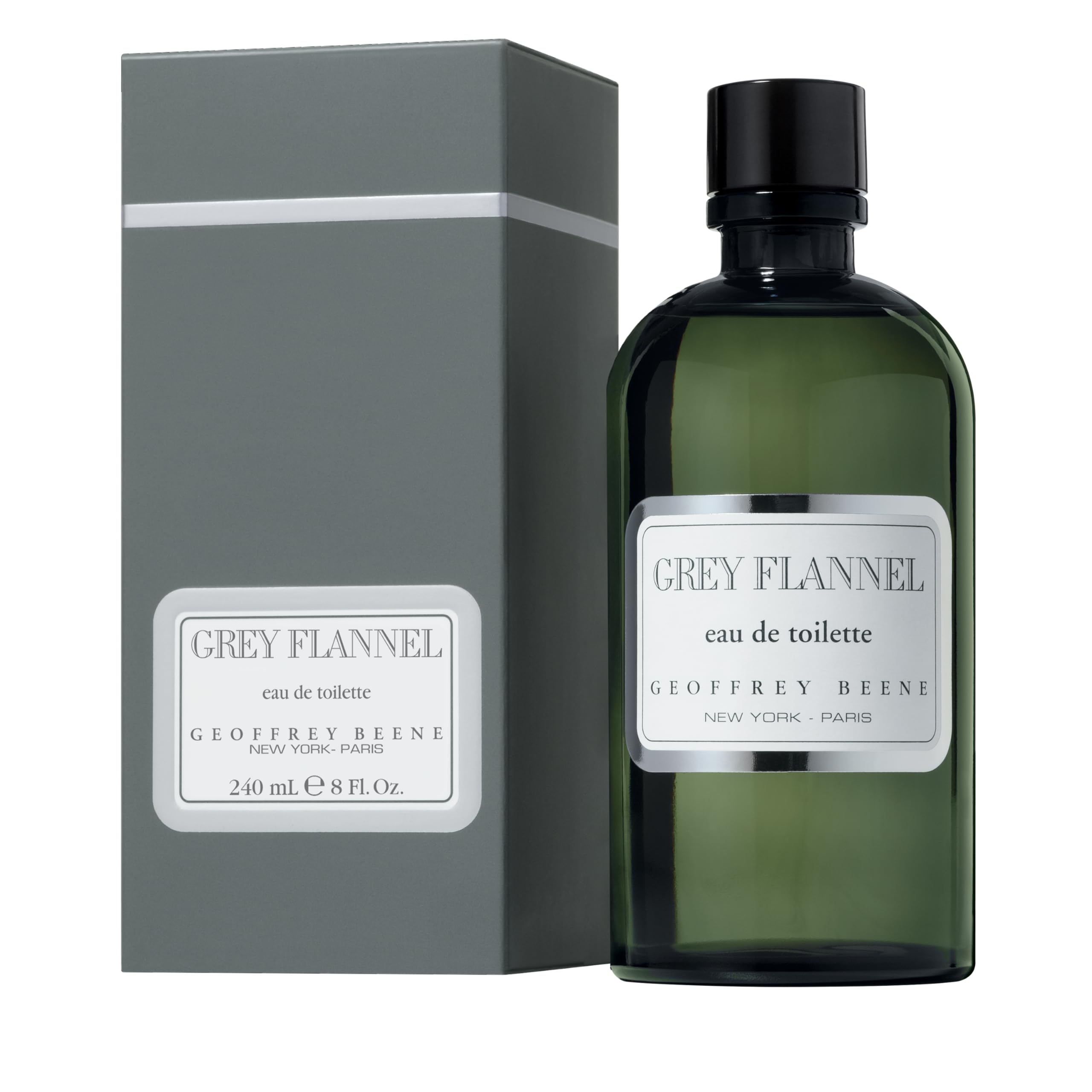 Geoffrey Beene Grey Flannel, botella-aplicación: aroma masculino para uso diario.