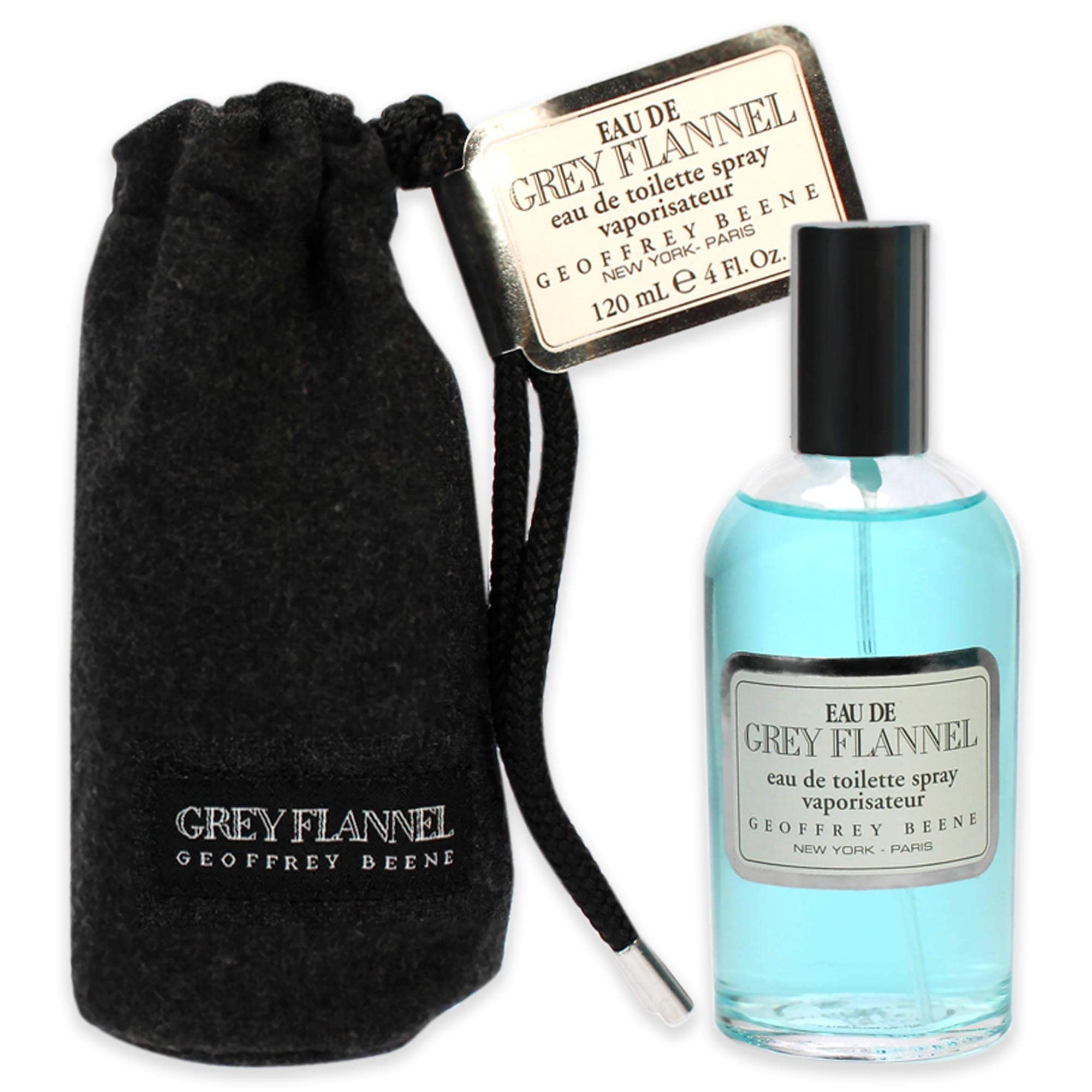 Geoffrey Beene Grey Flannel frasco frontal, fragancia elegante para ocasiones