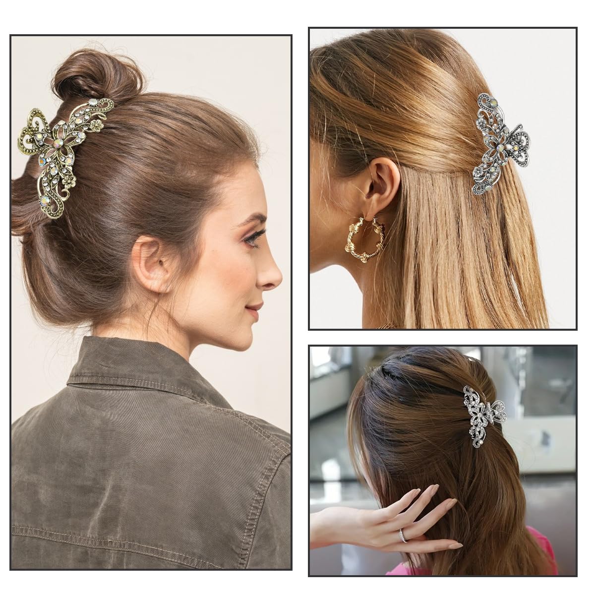 GeoGeoDIY garras para cabello, acabado antiguo, perfecto para looks retro.