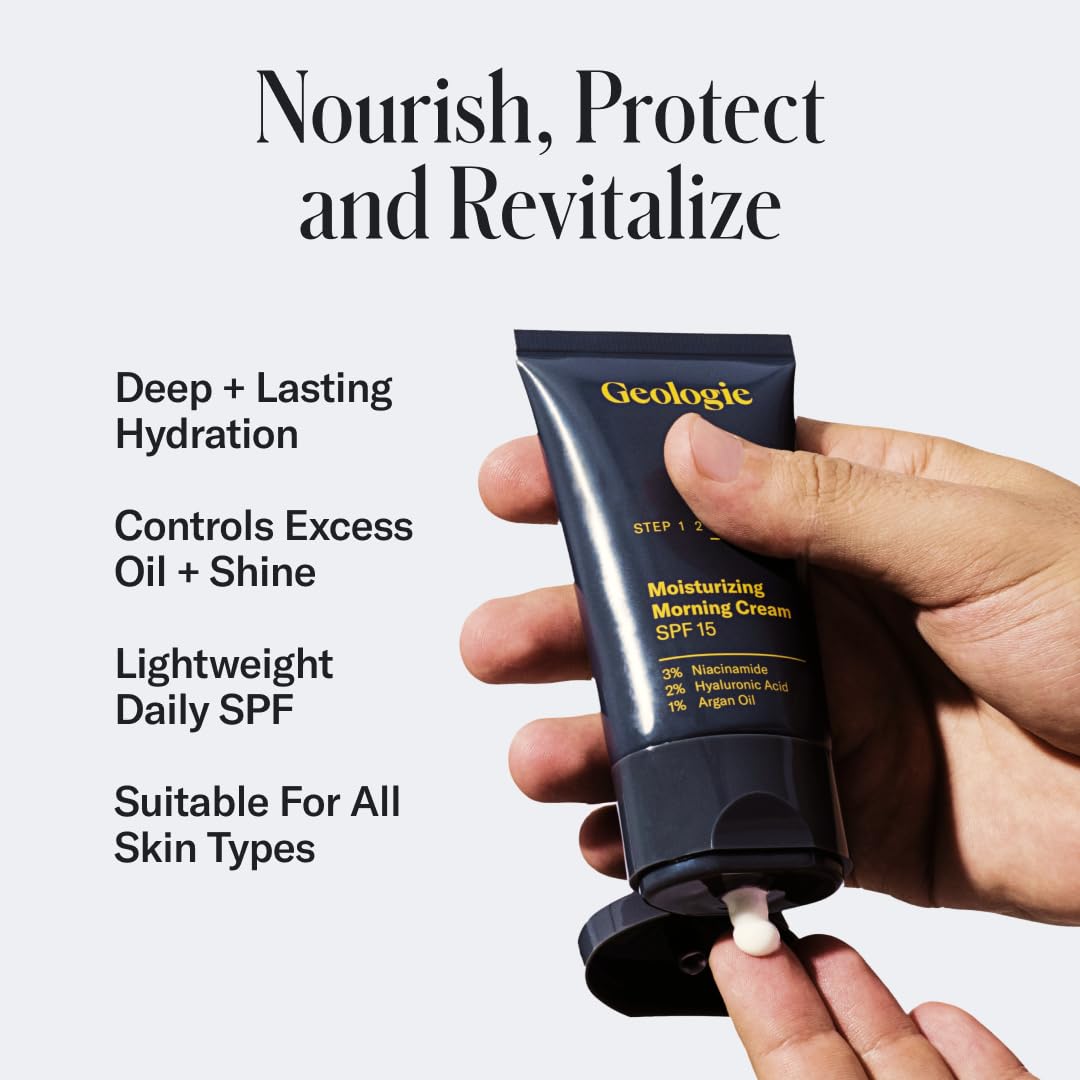 Geologie Crème Visage, application matin, peau prête pour la journée.