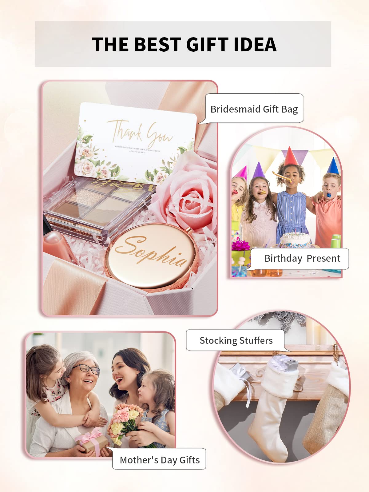 Getinbulk Espejo compacto para regalo personalizable, detalle único.