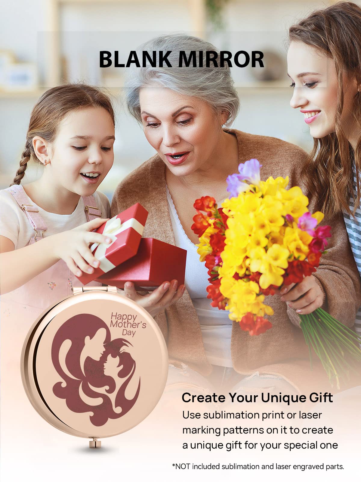 Getinbulk Espejo compacto rosa claro, perfecto para retoques en movimiento.
