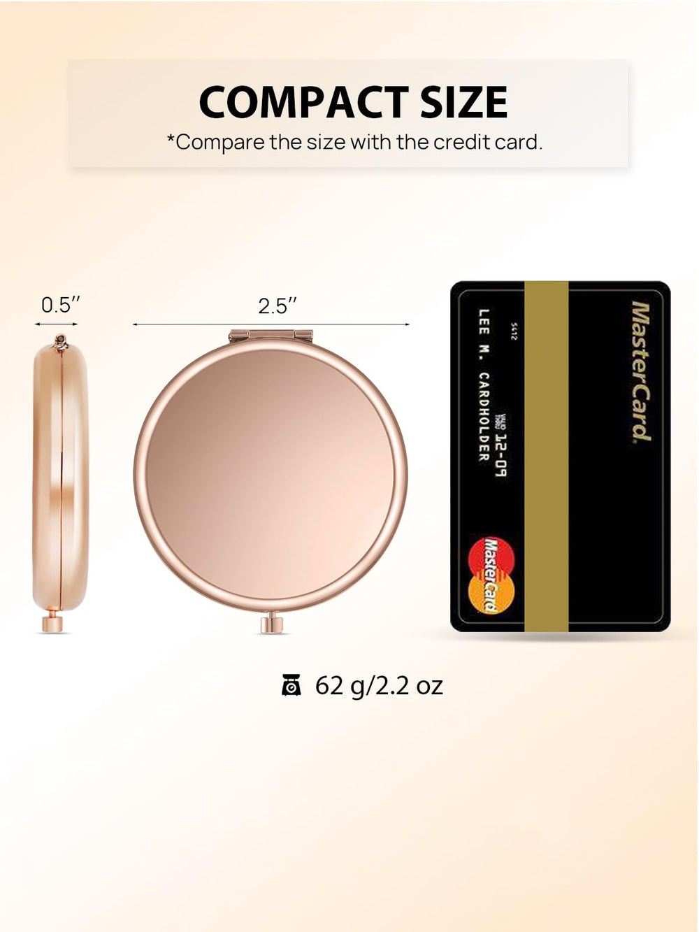 Getinbulk Espejo compacto rosado con carcasa metálica, ideal para salidas.