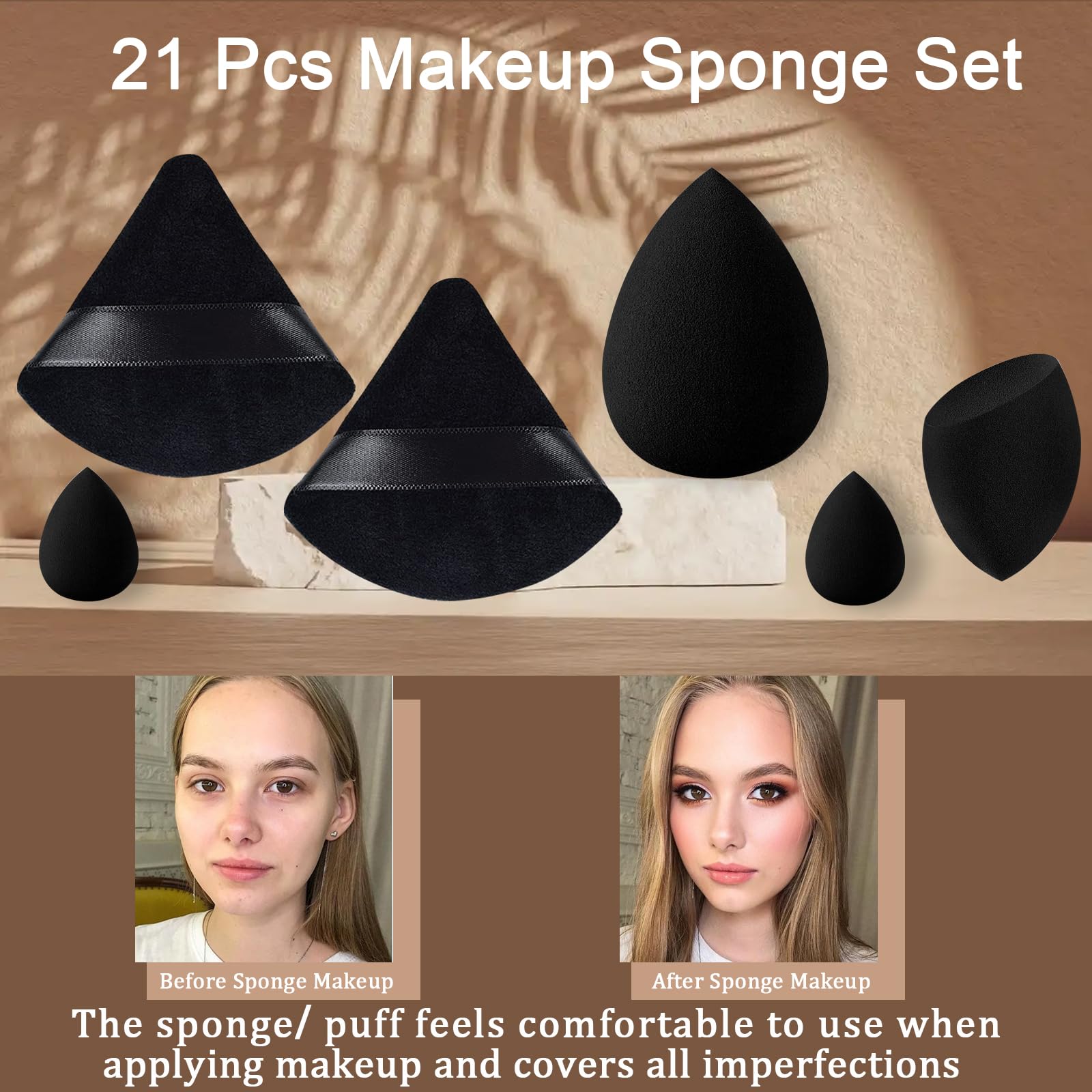 GFOUNS esponjas maquillaje diferentes tamaños para cubrir áreas difíciles.