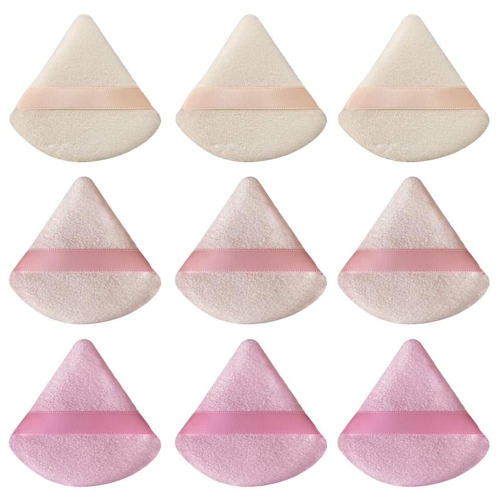 Esponja gfouns puff triangulo rosa, doble cara, aplicación uniforme de base.