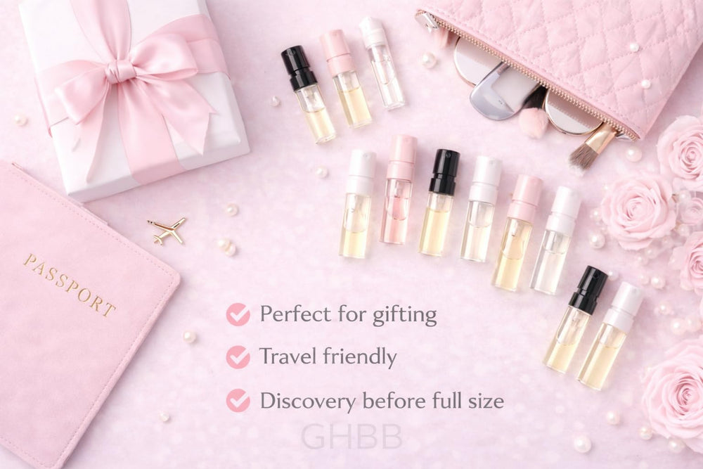 GHBB muestra de perfume variedad de aromas para descubrir favoritos.