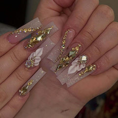 Gifiky uñas postizas cuadradas gradiente nude, manicura rápida en casa.