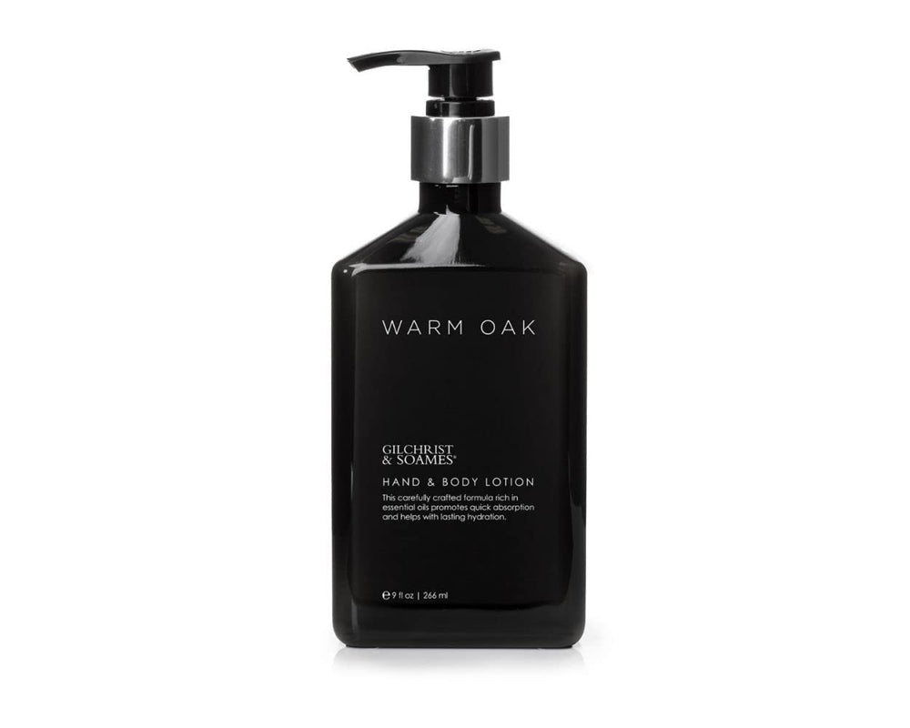 Gilchrist & Soames Warm Oak: botella de loción con aroma cálido y agradable