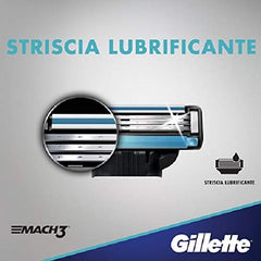 Cinta lubricante de Gillette Mach3 para deslizamiento suave en la piel.