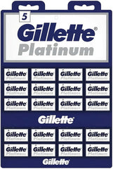 Gillette Platinum double-edge blades on display card for smooth, forgiving shaves with safety razors.