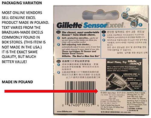 Empaque Sensor Excel mostrando fabricación en Polonia y calidad