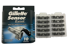 Gillette Sensor Excel: empaque y textos variados según la región.