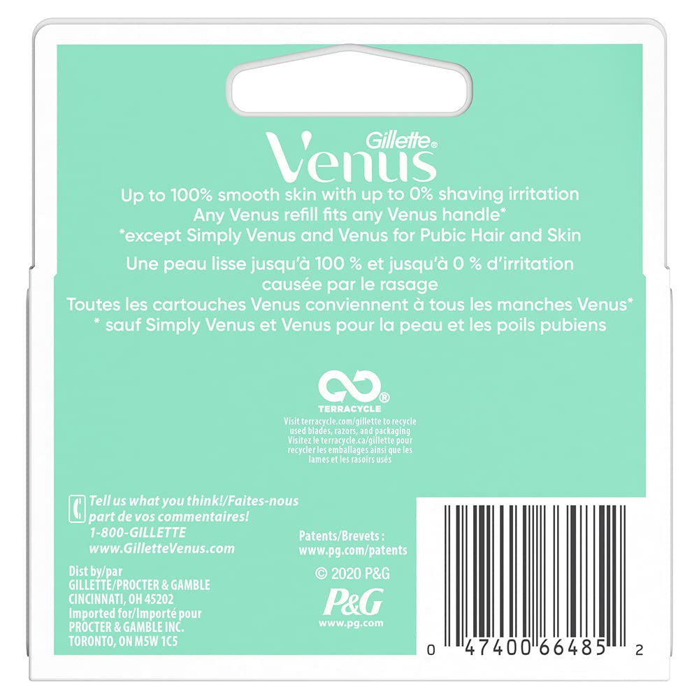 Cuchillas precisas de Gillette Venus Smooth Sensitive para piel sensible.