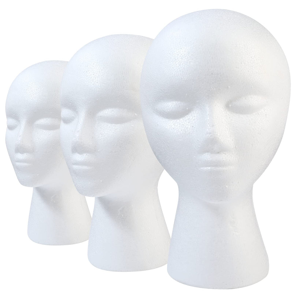 GliSun cabeza de peluca de espuma, 3 piezas para exhibición estable.
