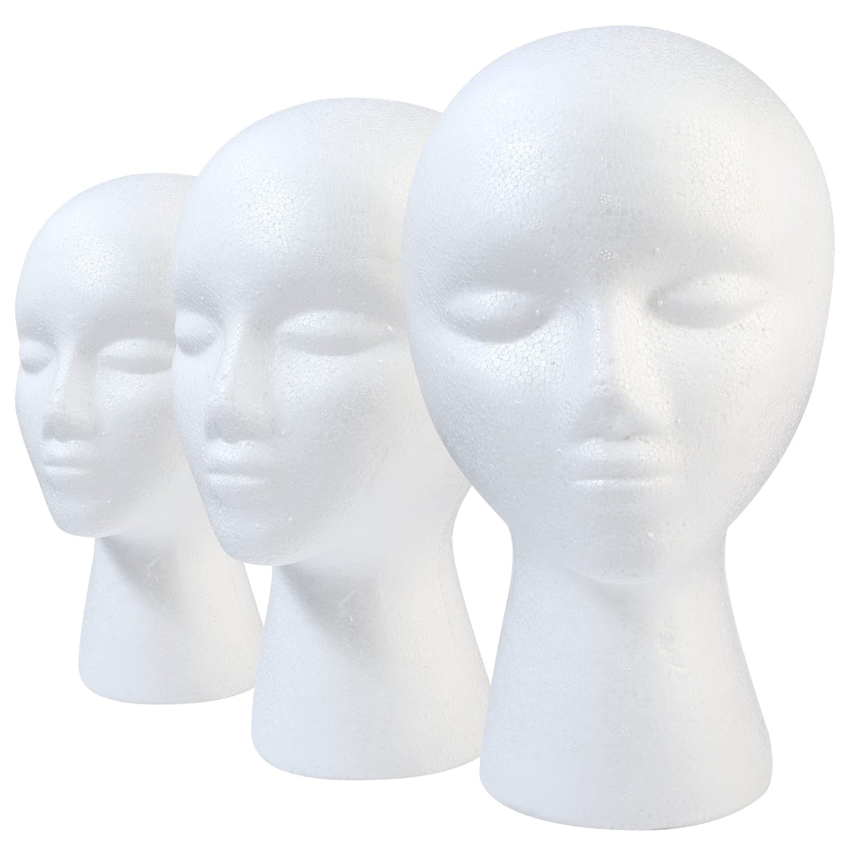 GliSun cabeza de peluca de espuma, 3 piezas para exhibición estable.