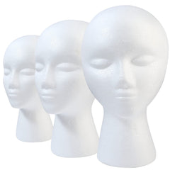 GliSun cabeza de peluca de espuma, 3 piezas para exhibición estable.