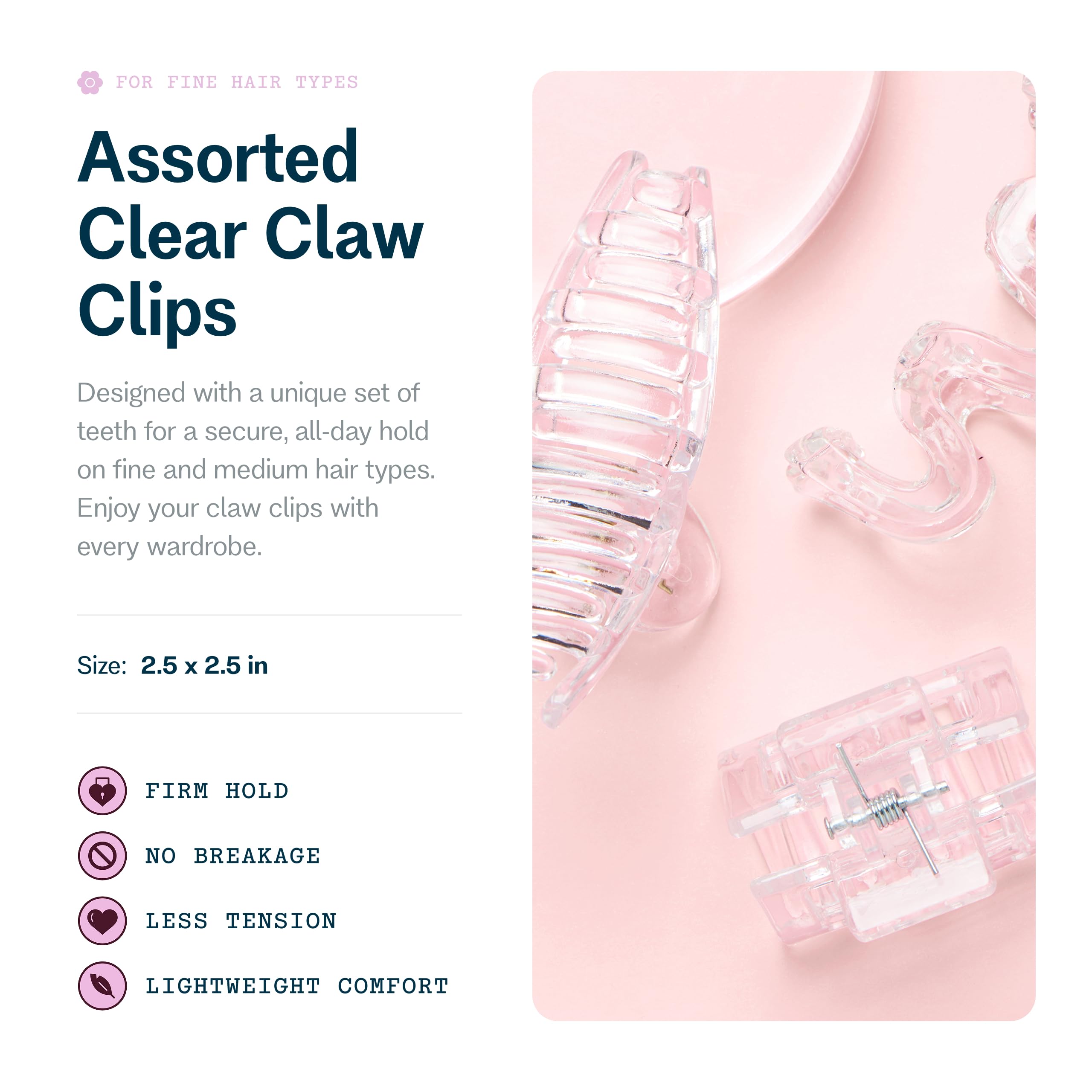 Pinza mini transparente de GIMME Beauty, ideal para peinados discretos.