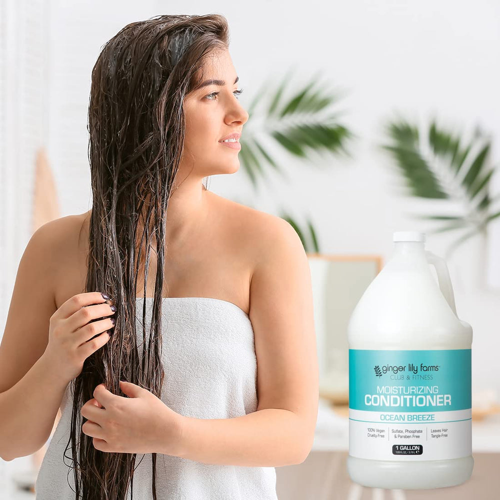 Ginger Lily Farms Club & Fitness: dispensador lleno para rellenar y reducir residuos.