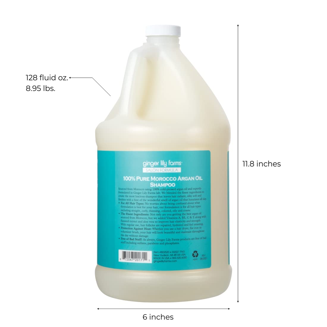 Ginger Lily Farms Shampoo Envase Gálon 128 oz: ideal para rellenar en salones.