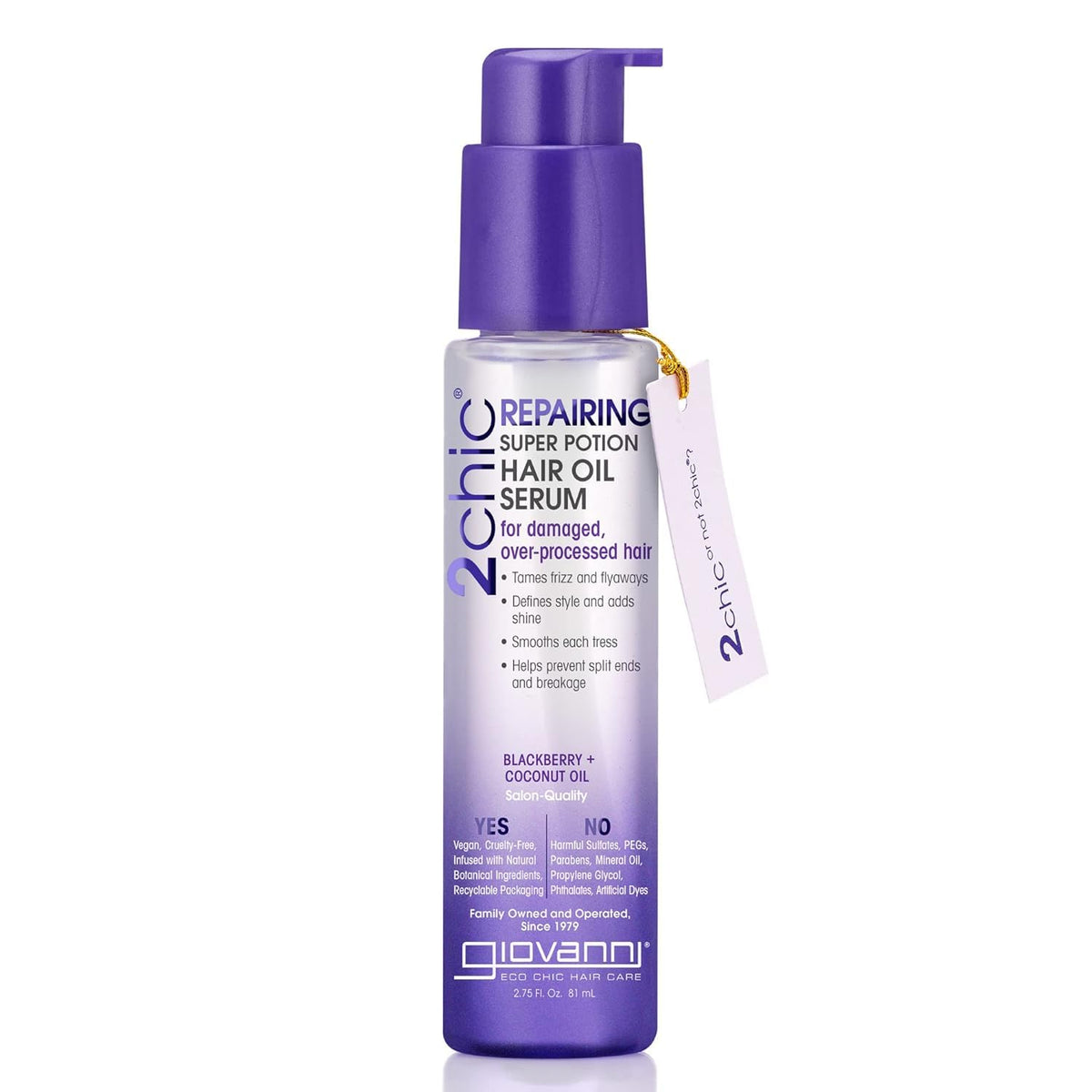 GIOVANNI 2chic Reparación Super Poción - aceite para cabello suave y con brillo.