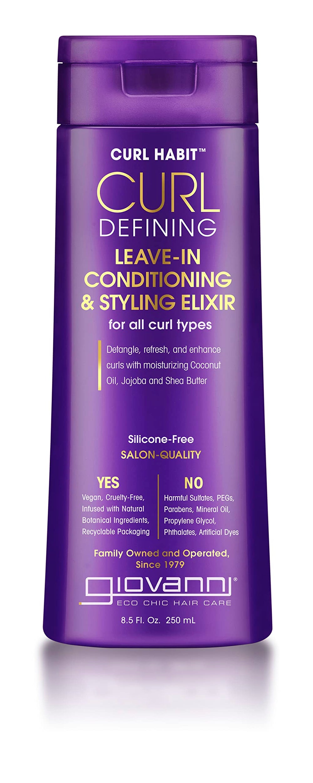 GIOVANNI Curl Habit bottle front showing vegan formula for defined curls