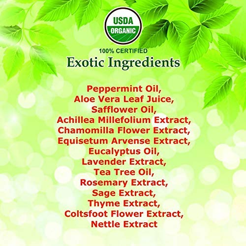 Aceites orgánicos en la botella de Giovanni Tea Tree Triple Treat para acondicionar y refrescar el cuero cabelludo.