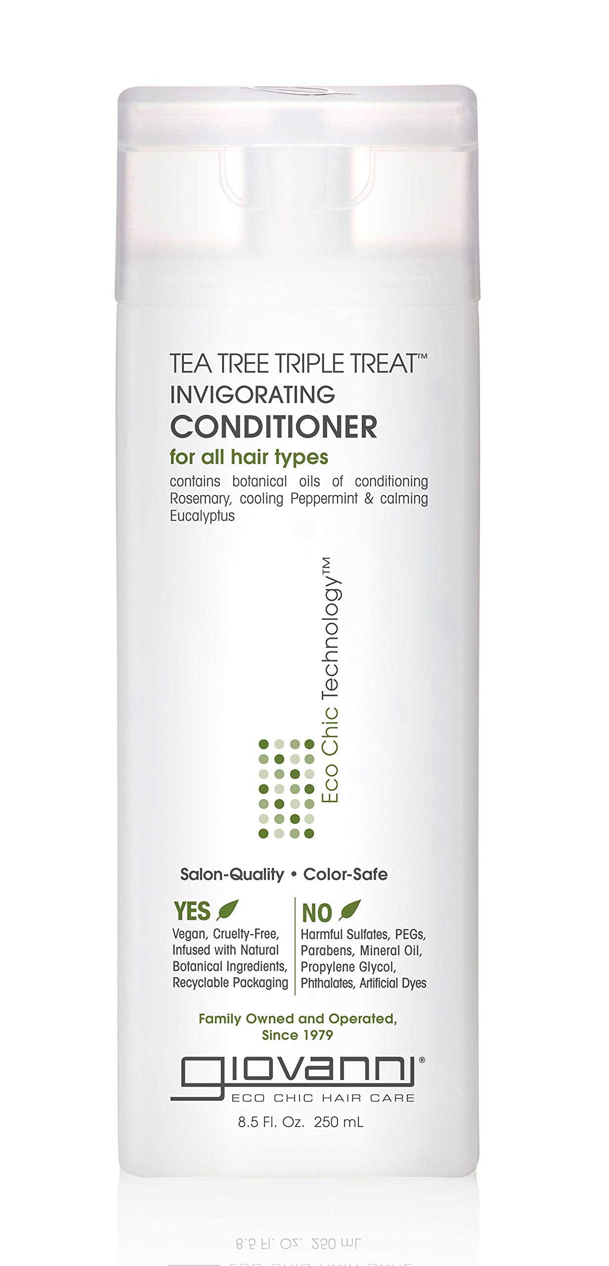 Giovanni Tea Tree Triple Treat Conditioner: botella para revitalizar cabello con frescor.