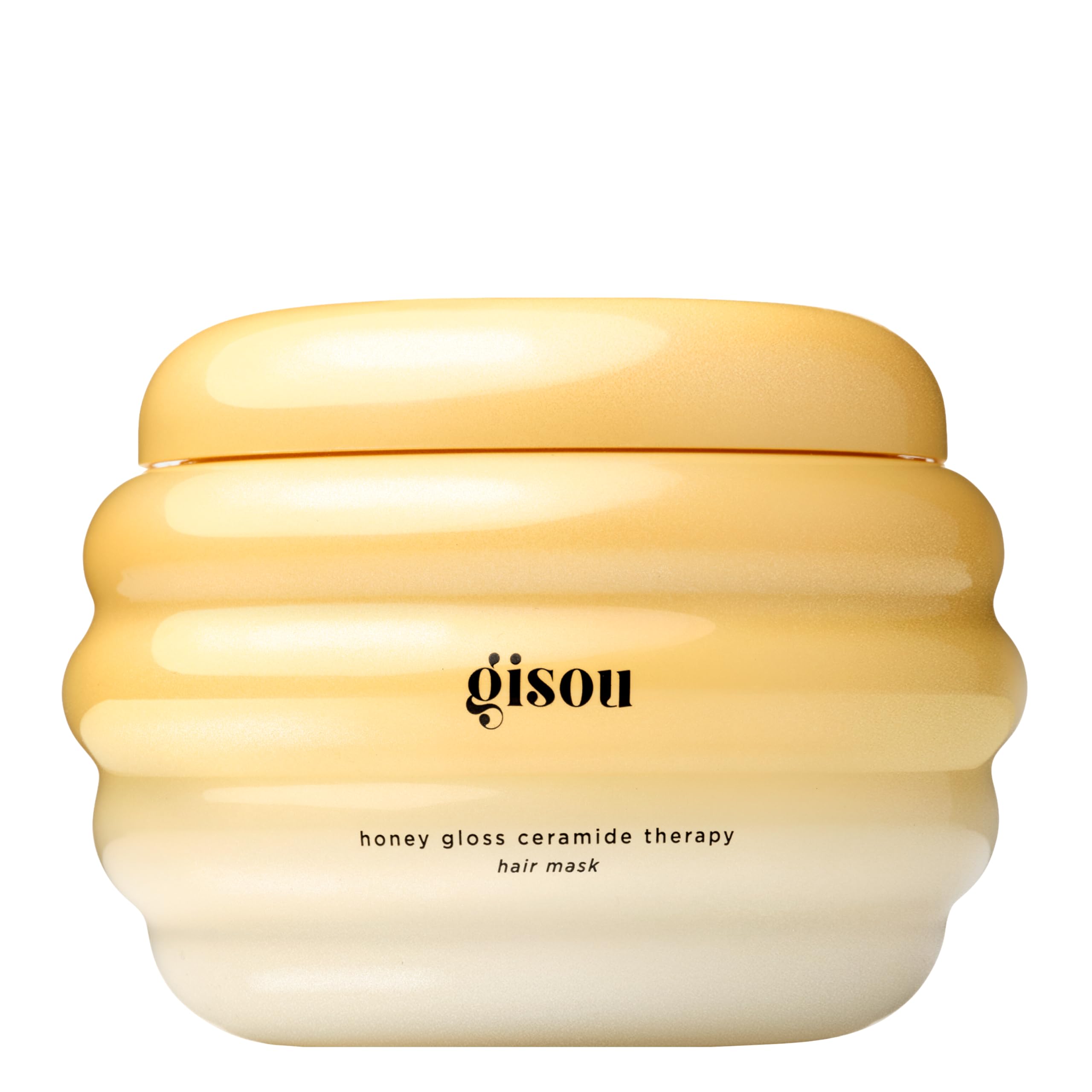 Gisou mascarilla con miel y ceramidas en envase, brillo notable