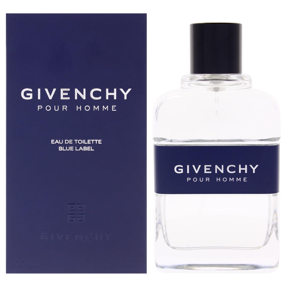 Givenchy Blue Label para hombre, botella frontal, ideal para eventos nocturnos y estilo elegante.