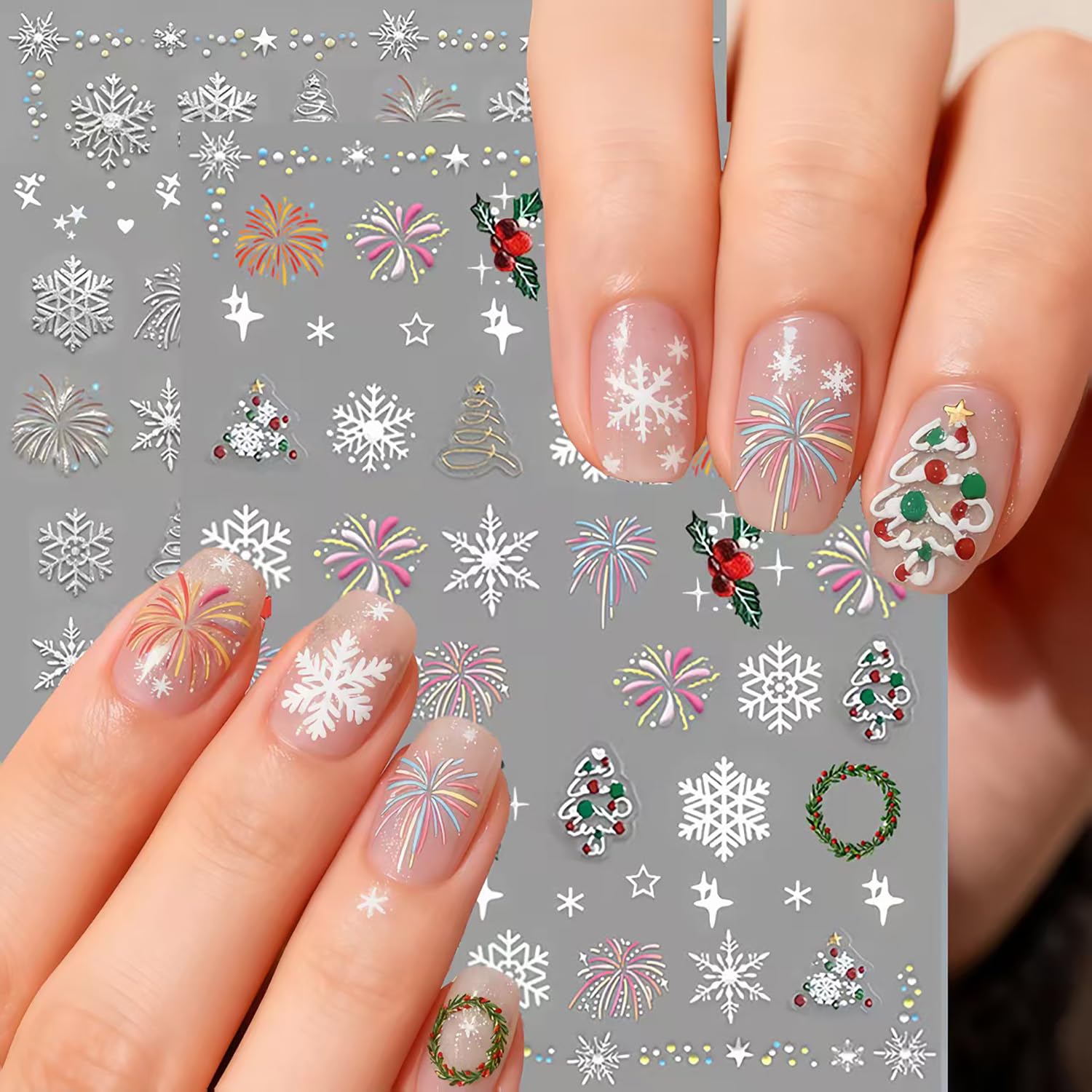 GJJBQTT árbol navideño en uñas, estilo festivo