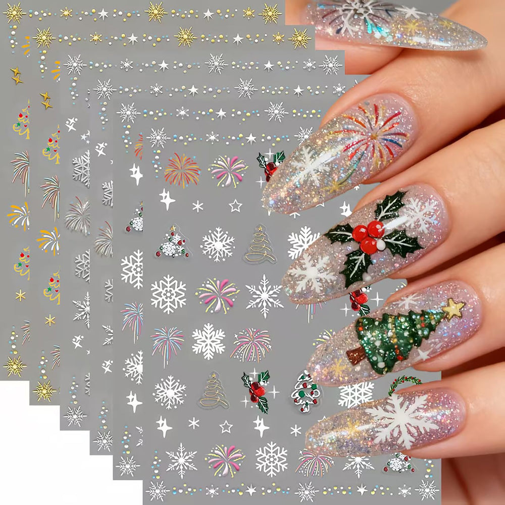 GJJBQTT copos de nieve para uñas, decoración navideña rápida
