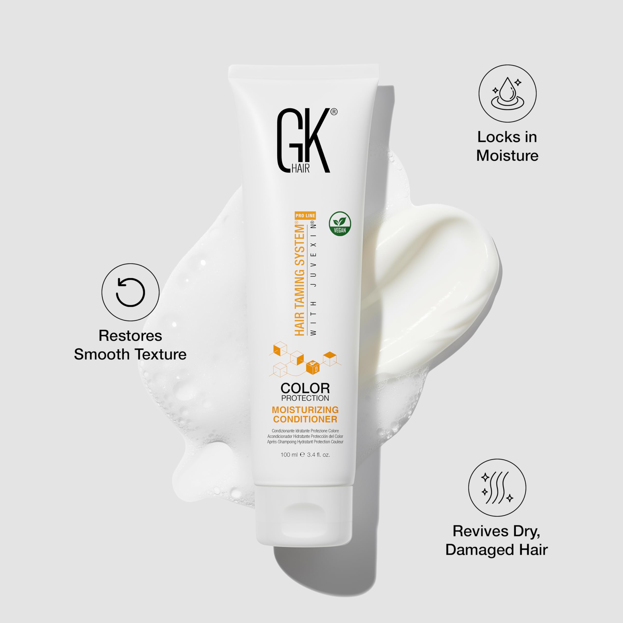 GK HAIR etiqueta-sin-sulfatos: limpieza suave que respeta la fibra.