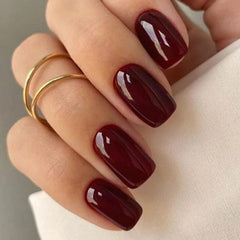 GLAMERMAID uñas burdeos pegables con acabado elegante para uso diario.