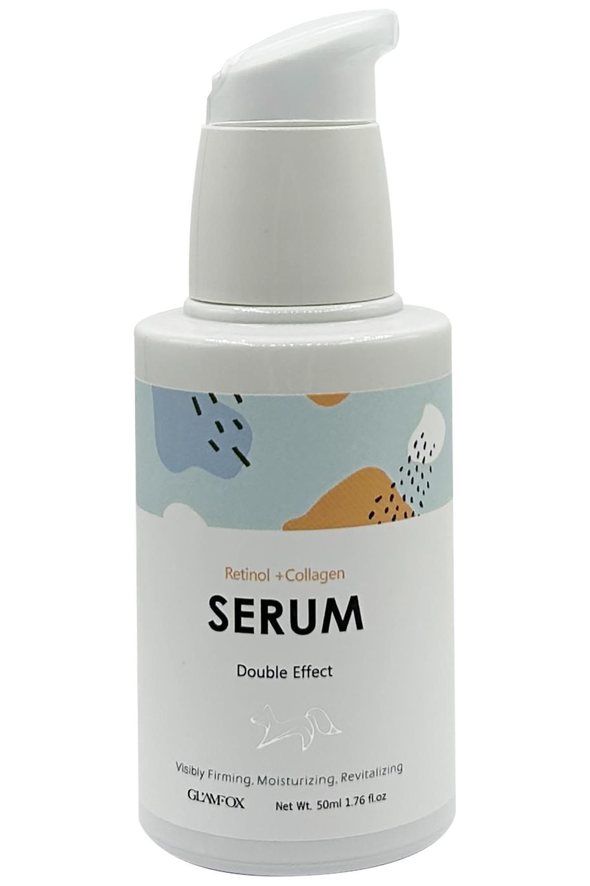 GlamFox suero con retinol y colágeno en botella de 50 ml para hidratación.