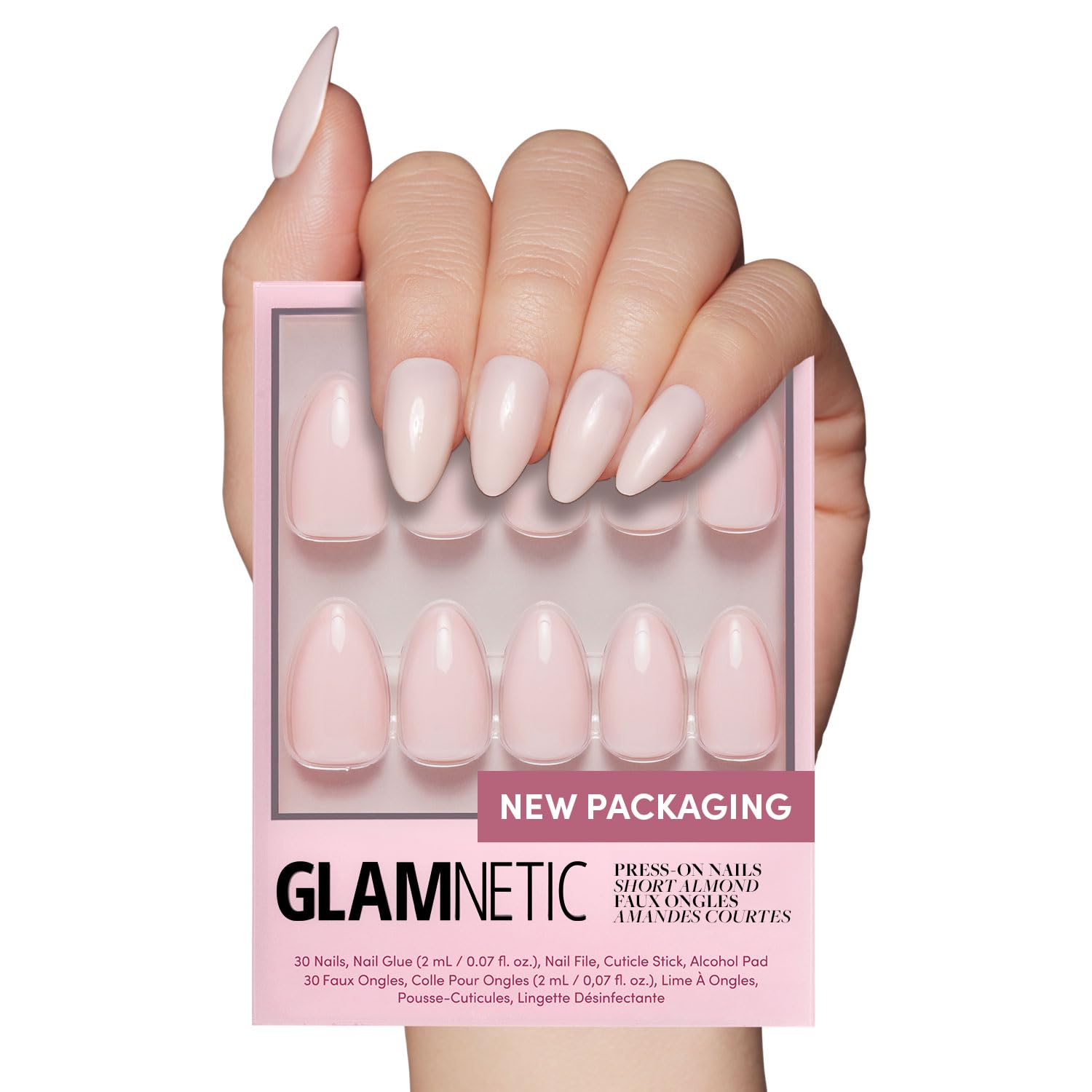 Glamnetic Ballet Pink: uñas postizas rosadas claras para un look elegante y duradero.