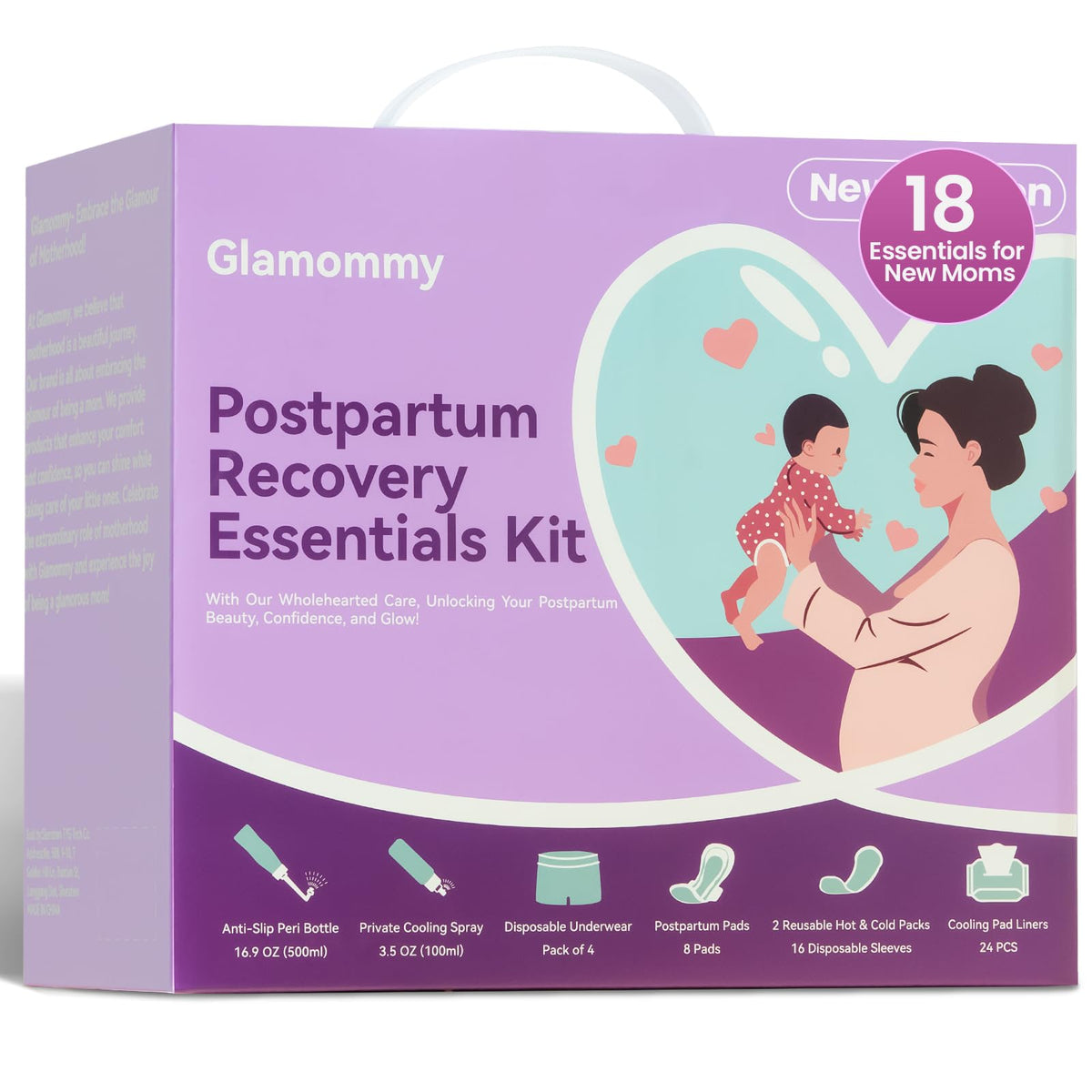 Glamommy botella peri 17oz para higiene íntima posparto