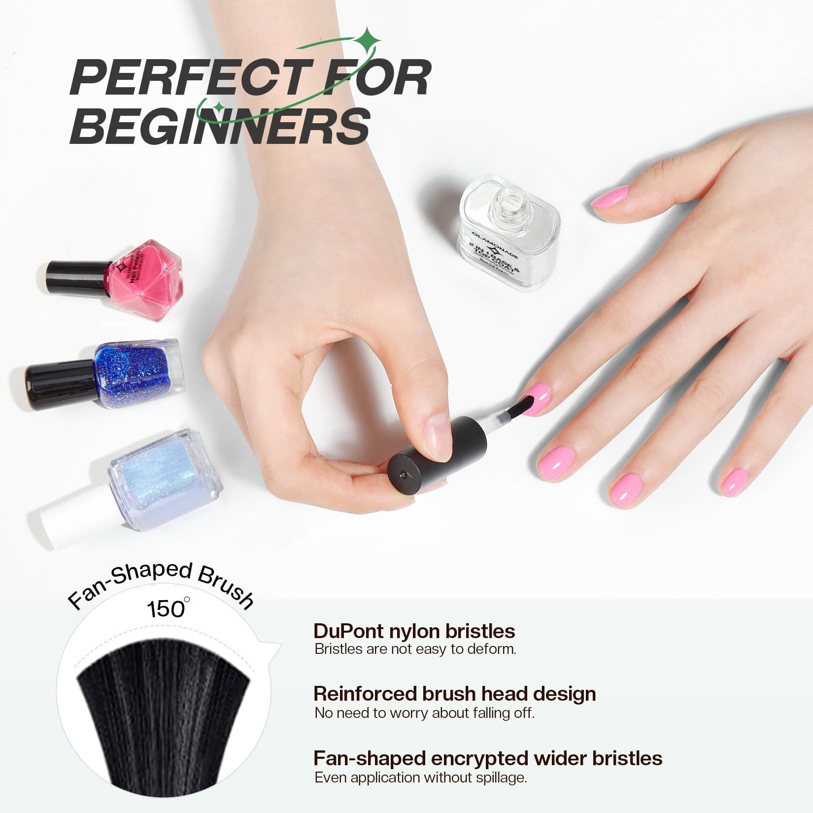 Glamonade Base Top Coat: manicura rápida y duradera para la rutina diaria.