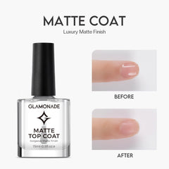 Glamonade Capa Mate Transparente, acabado mate duradero protege tu manicura diaria.