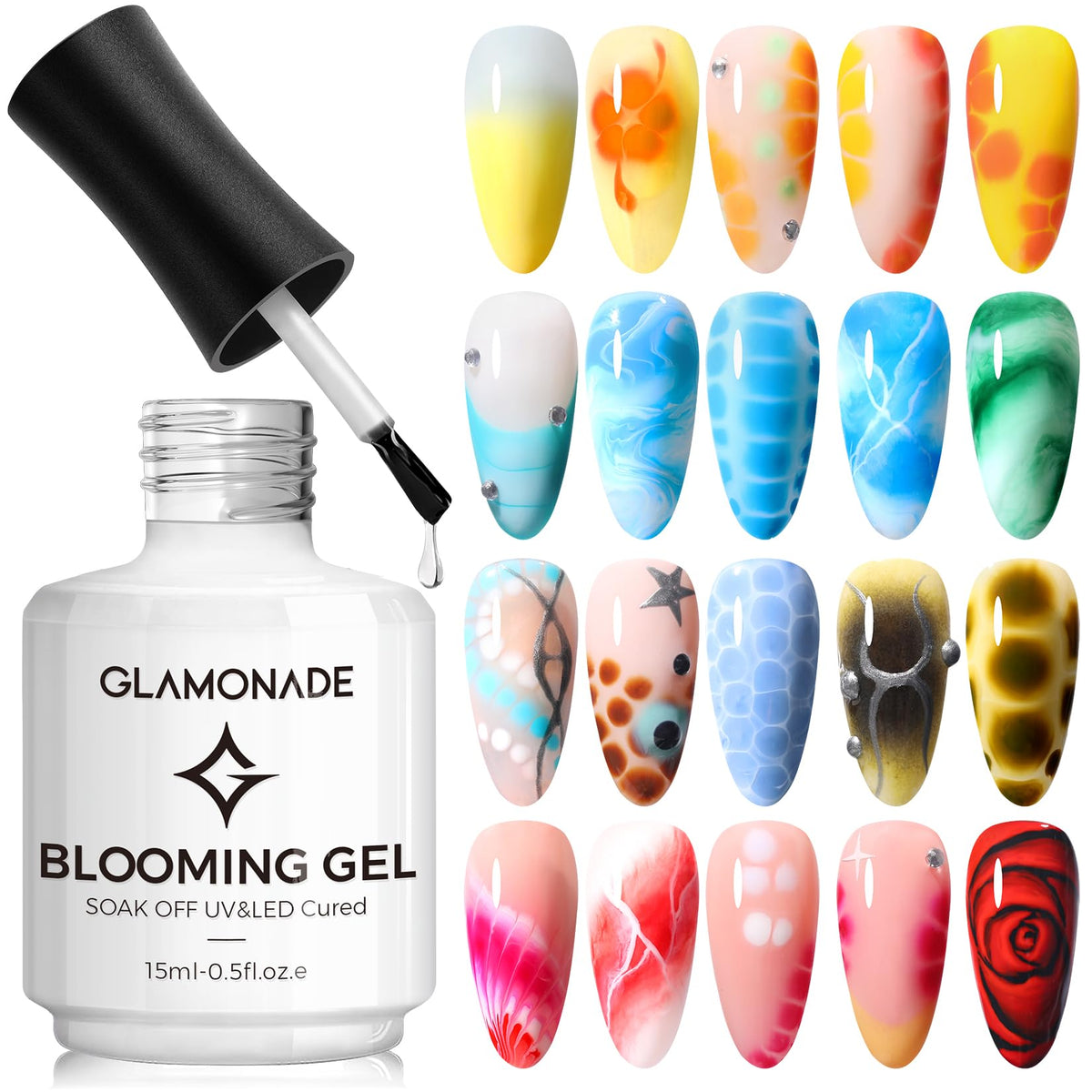 Glamonade Blooming Gel, efecto floreciente, botella clara para base neutra